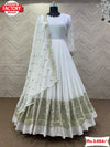 White Partywear Gown Dupatta Set