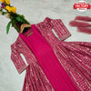 Pink Partywear Gown With Long Koti Set