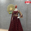 Maroon Embroidered Partywear Gown Dupatta Set