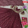 Maroon Embroidered Partywear Gown Dupatta Set