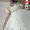 White Embroidered Partywear Gown Dupatta Set