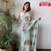 Sea Green Viscose Organza Embroidered Saree