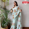 Sea Green Viscose Organza Embroidered Saree