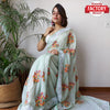 Sea Green Viscose Organza Embroidered Saree