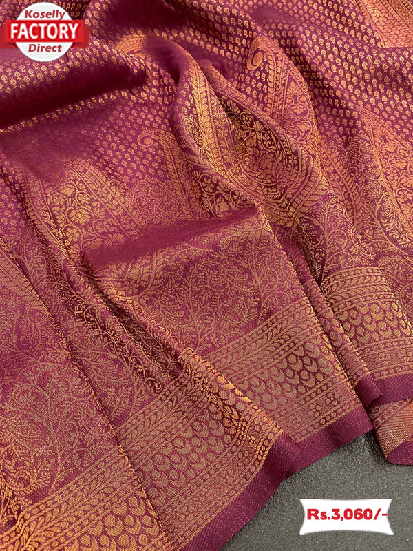 Wine Pure Soft Silk Saree