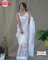 White Pure Organza Chikankari Saree