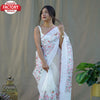 White Pure Organza Chikankari Saree