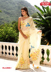 Light Yellow Designer Handwork Organza Silk Saree