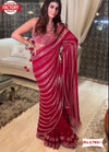 Hot Pink Pure Blooming Georgette Partywear Saree