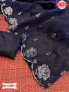 Navy Blue Organza Cross Sequins Saree