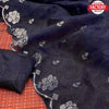 Navy Blue Organza Cross Sequins Saree