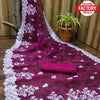 Wine Organza Designer Partywear Saree