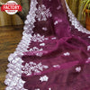 Wine Organza Designer Partywear Saree