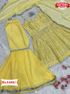 Yellow Partywear Kurtha Sharara Set