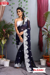 Navy Blue Kashmiri Work Partywear Saree