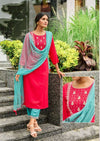 Pink Embroidered Kurtha Pant Dupatta Set